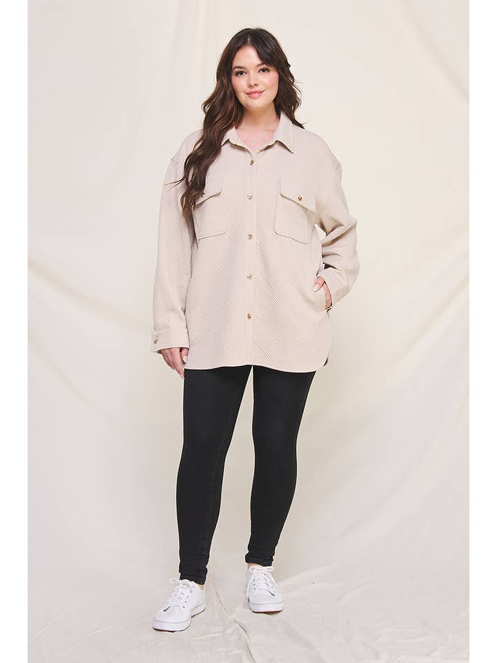 Allie Rose - Wholesale Button Down Shirt - Women's - Plus Size Jacquard Knit Shirt7