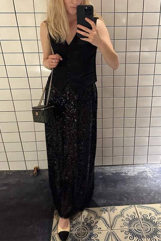 Queen Fashion - Wholesale Skirt - Women's - sequins long skirt3