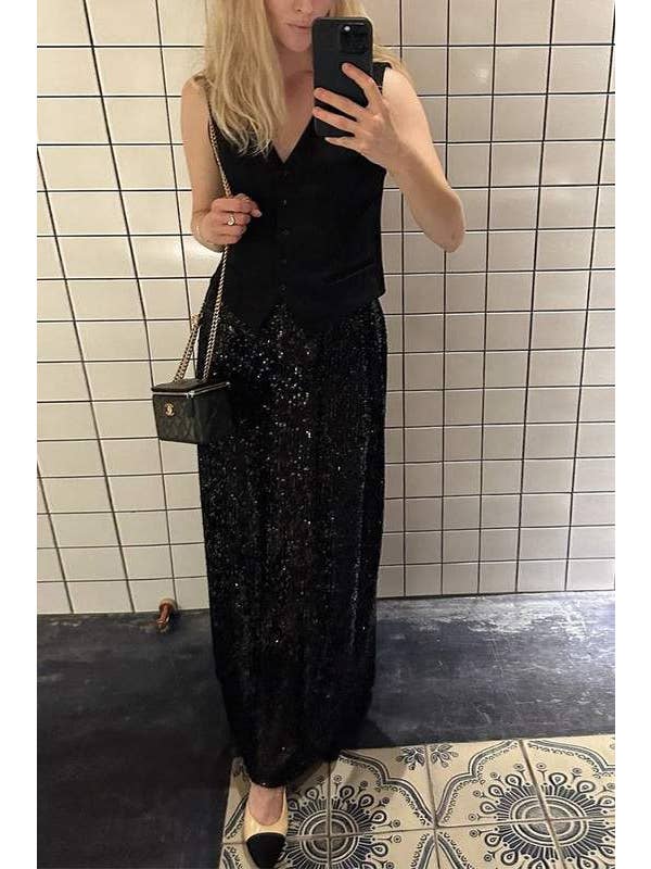 Queen Fashion - Wholesale Rok - Dames - lange rok met pailletten3