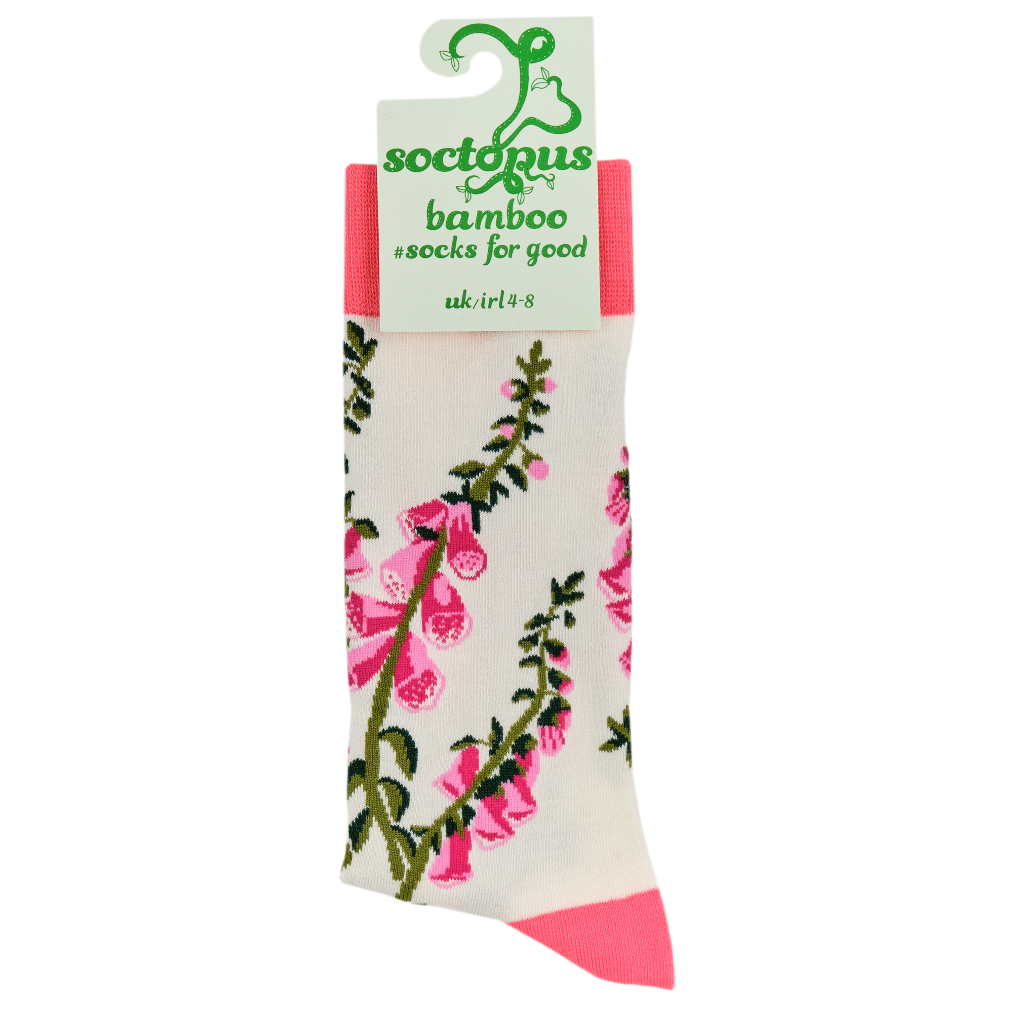CREAM Fox Gloves Floral Bamboo Socks for wholesale on Faire3