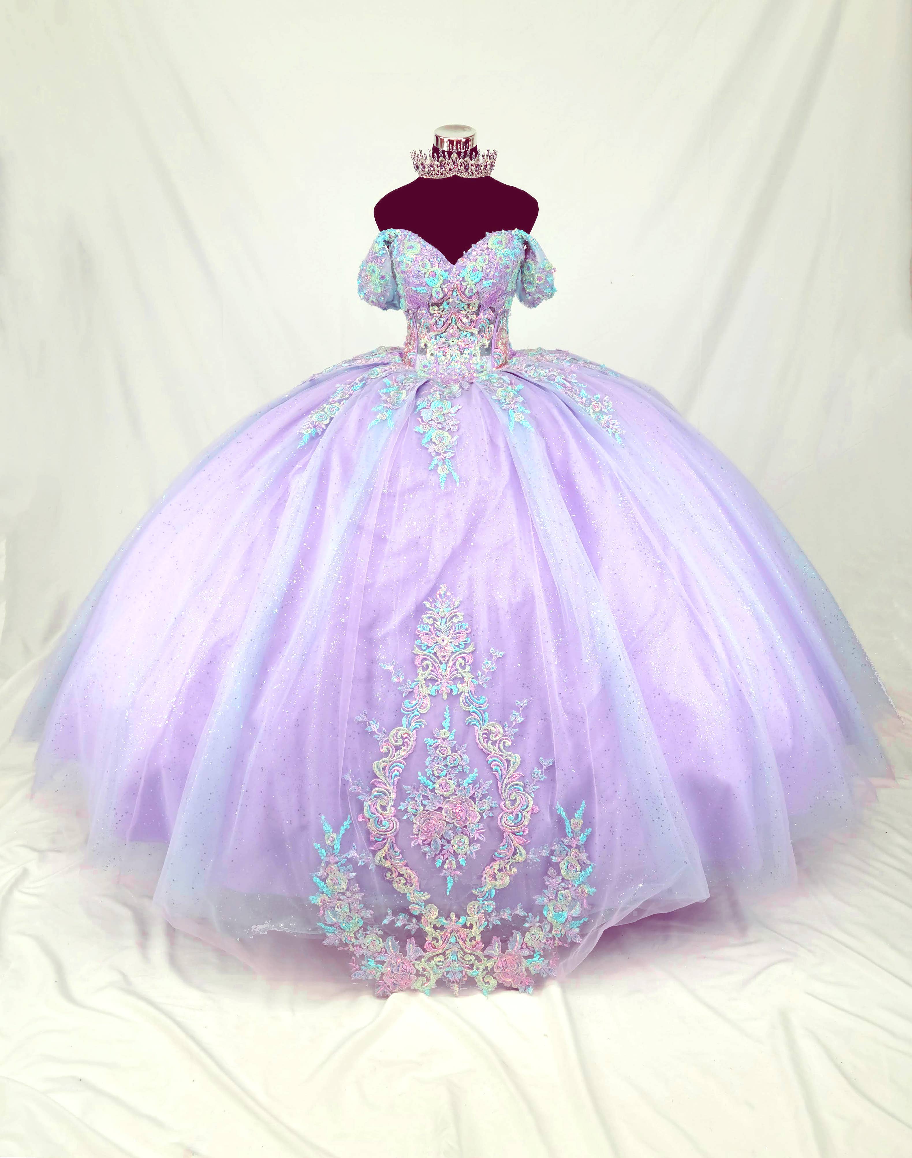 Lilla Skulderfri Quinceanera Kjole Med Blomster CHF3115 for engroshandel på Faire