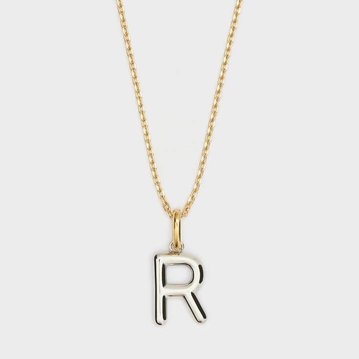 LETTERING NECKLACE SMALL R GOLD/SILVER - CON63 for wholesale by NALI'