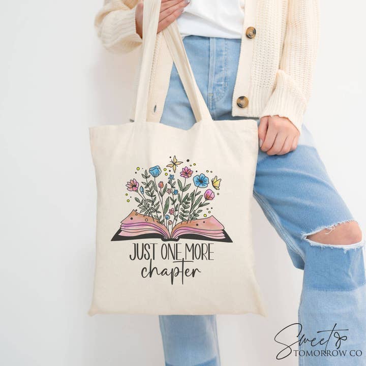 Cataleya Designs Studio LLC - Wholesale Tote Bag - Women's - Floral Book Just Cotton Canvas Tote Bag Medium Grocery Bag