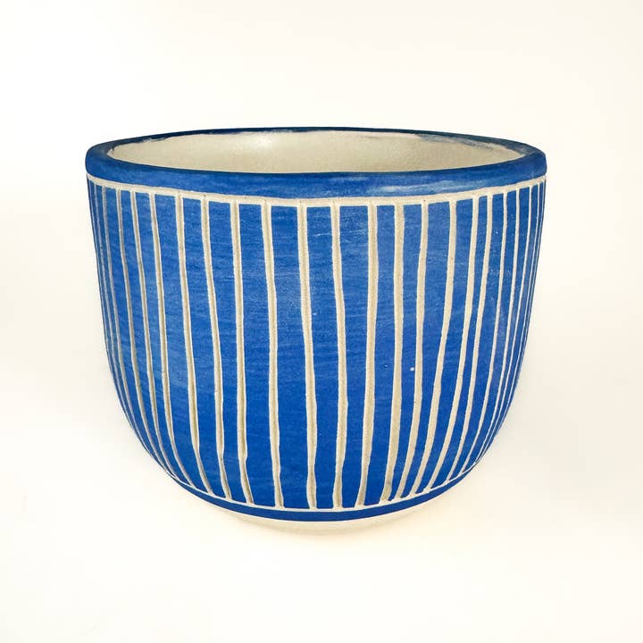 5" blauw-wit gestreepte plantenbak voor wholesale door NIKO FAR WEST