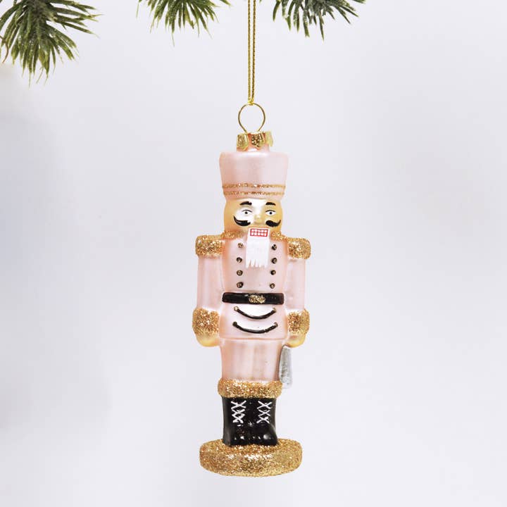 Pink Nutcracker Boxed Glass Ornament for wholesale by 8 Oak Lane