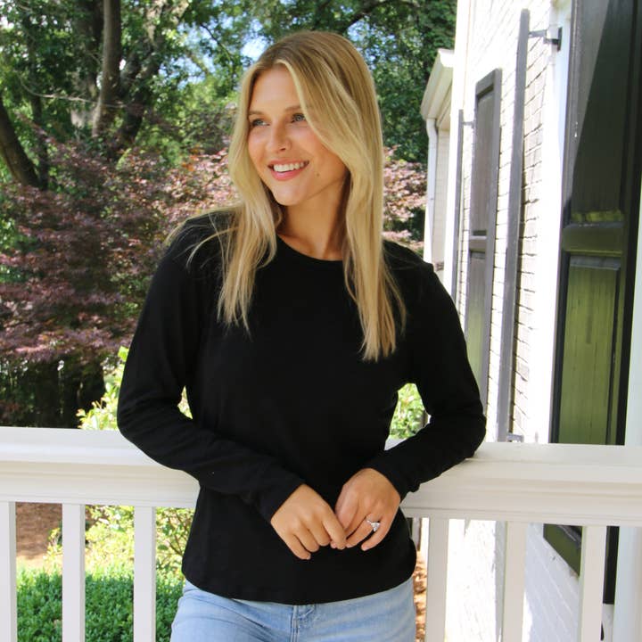 The Classic Tee in Black - Long Sleeve for wholesale by erin gray