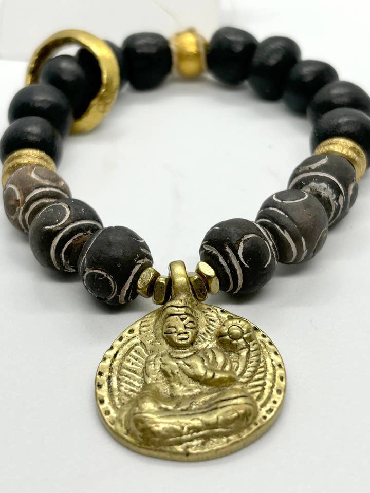 MOOIE ZIEL - MESSING QUAN YIN MET TERRACOTTA - ARMBAND voor wholesale door Beautiful Soul Jewelry