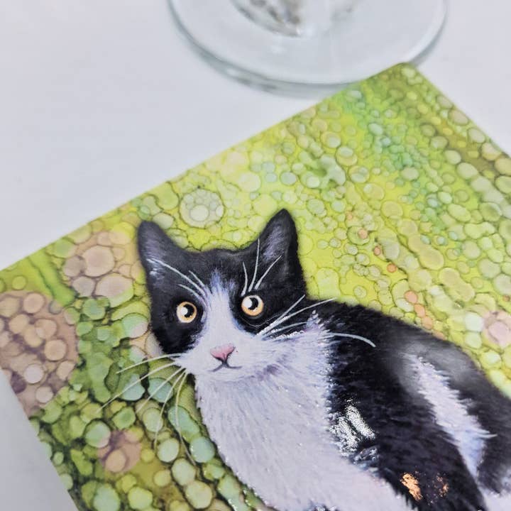 By Jo Crafts – wholesale Coasters – 103-C Black & White Cat Coaster3