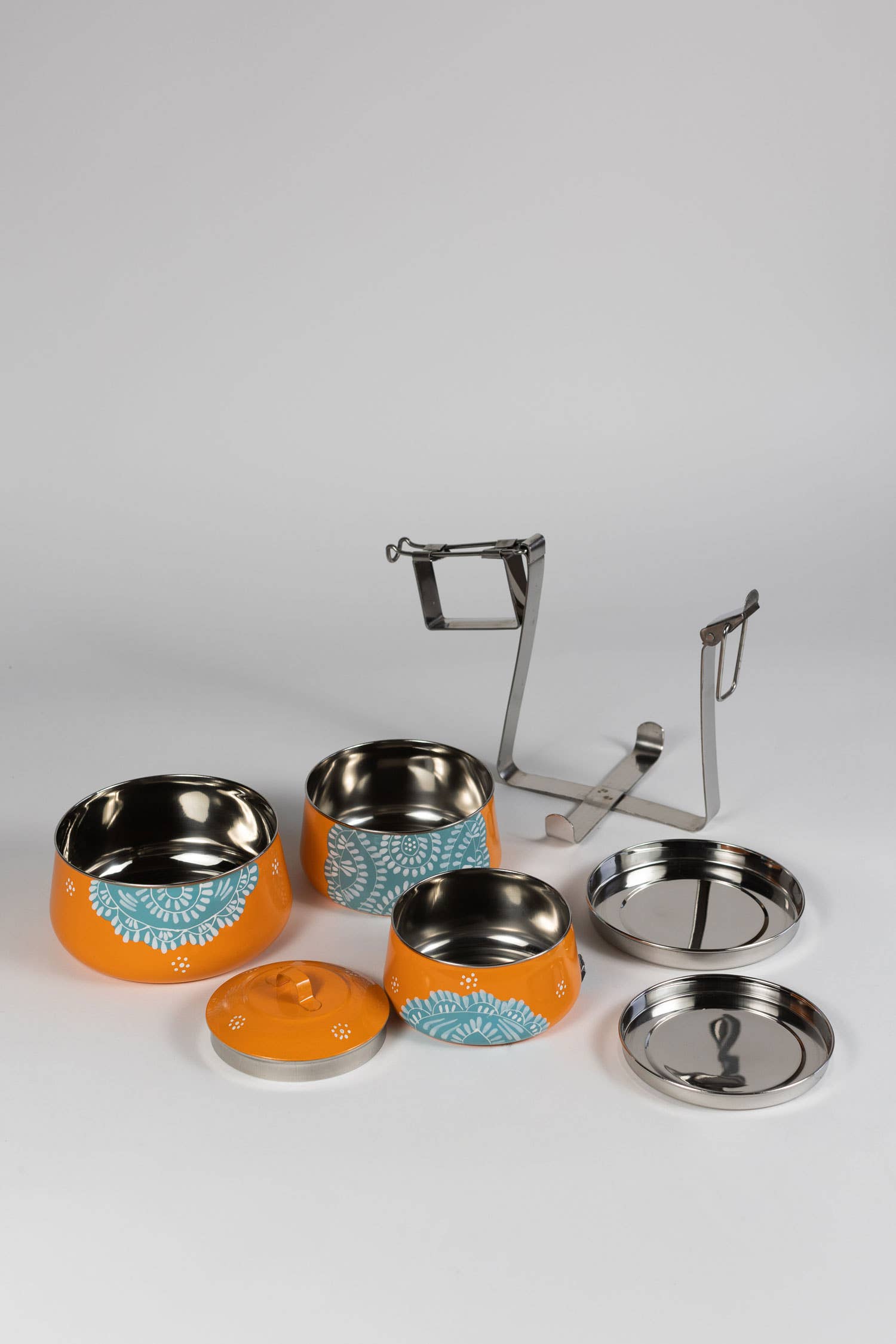 Ten Thousand Villages - Vente Sac/boîte repas - Récipient Tiffin To Go en acier à 3 niveaux1