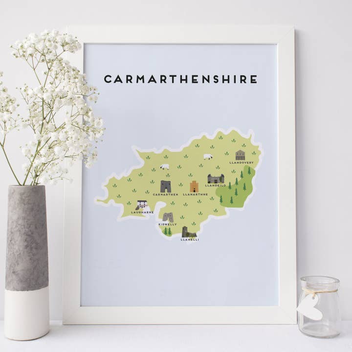 Carmarthenshire Map för wholesale av Pepper Pot Studios