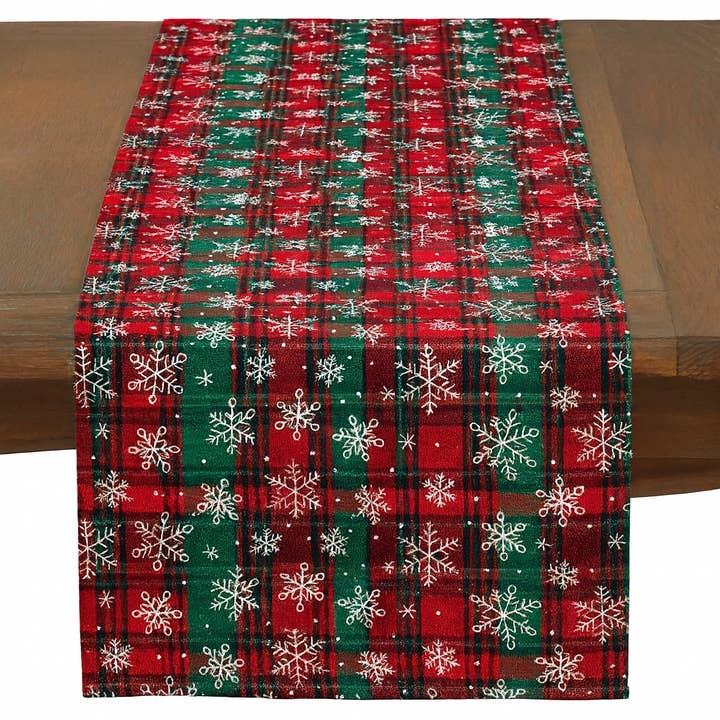 Snowflake Classic Plaid Table Runner - 13"x73" for wholesale by Fennco Styles