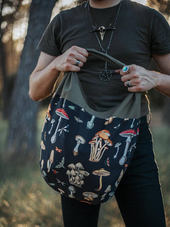 Mushroom fabric bag cottagecore Forest Tote Witch totebag for wholesale by Costurero Real