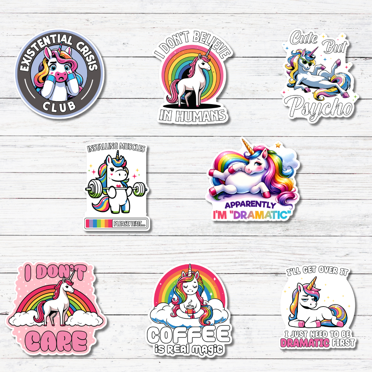 Oily Graphic Creations – Großhandel Aufkleber – Don't Believe in Humans - Aufkleber/Magnet mit Einhornmotiv  3