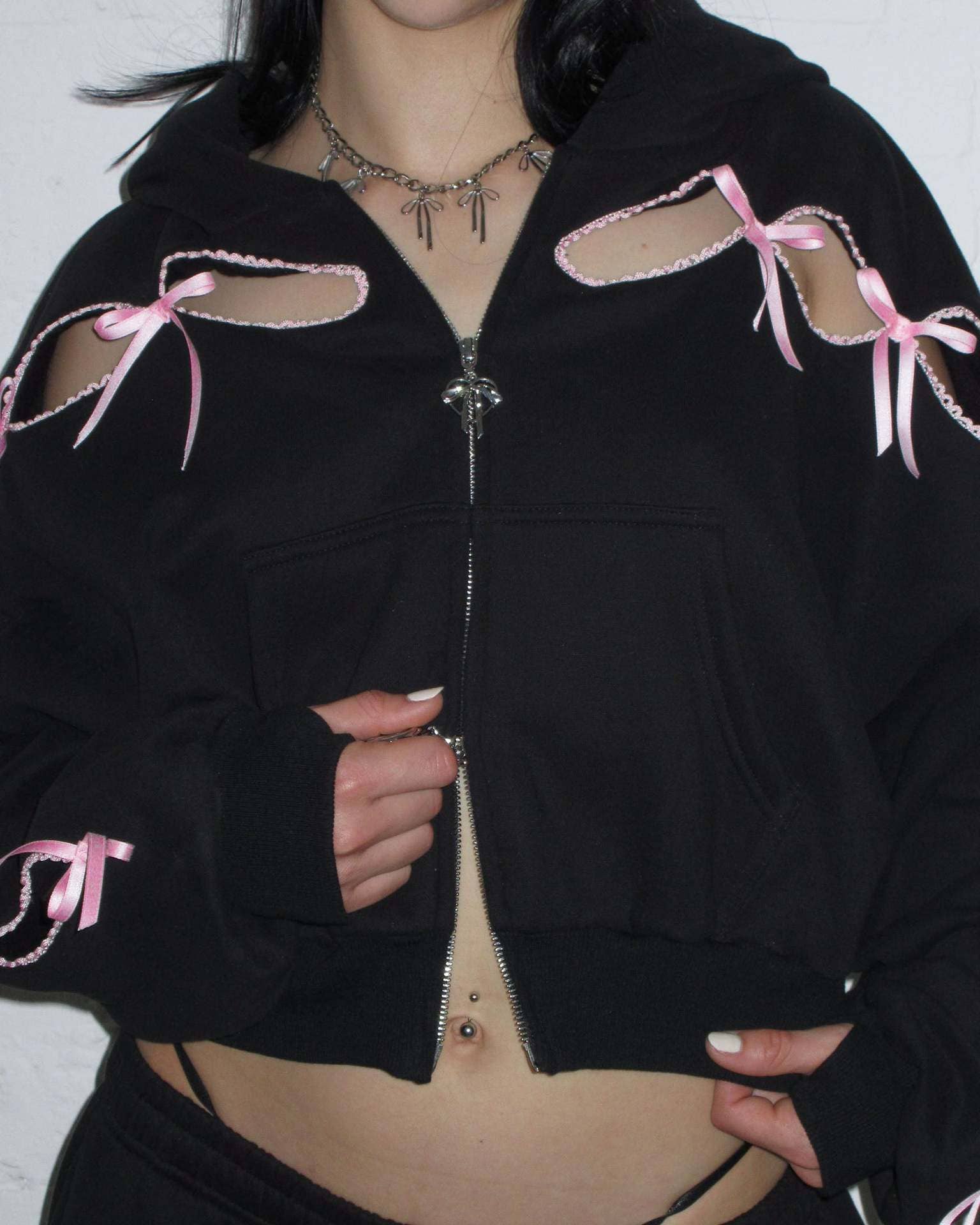 Tourtiwi - Wholesale Lounge Sweatpants/Joggers - Women's - Solid color bow velvet casual hollow sweatshirt sports pants9