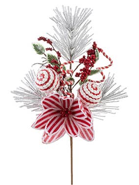 Peppermint Holiday Floral Pick Christmas Cheer # 41612 for wholesale by Napco