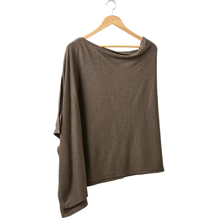 Elegant Solid Cotton Poncho - Taupe for wholesale by Hadley Wren