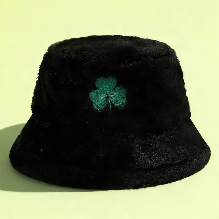 ACCITY - Wholesale Bucket Hat - Women's - Green Clover Embroidery Bucket Hat Winter Warm_CWAH04685