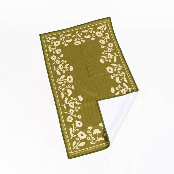 Modern Pastime - Wholesale Tea Towel - Floral Silhouette Tea Towel - Olive3