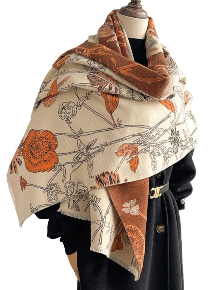 Scarvii - Reversible Vintage Floral-Plant Print Scarf Shawl for wholesale by Funkyrel® Atzbranding Limited
