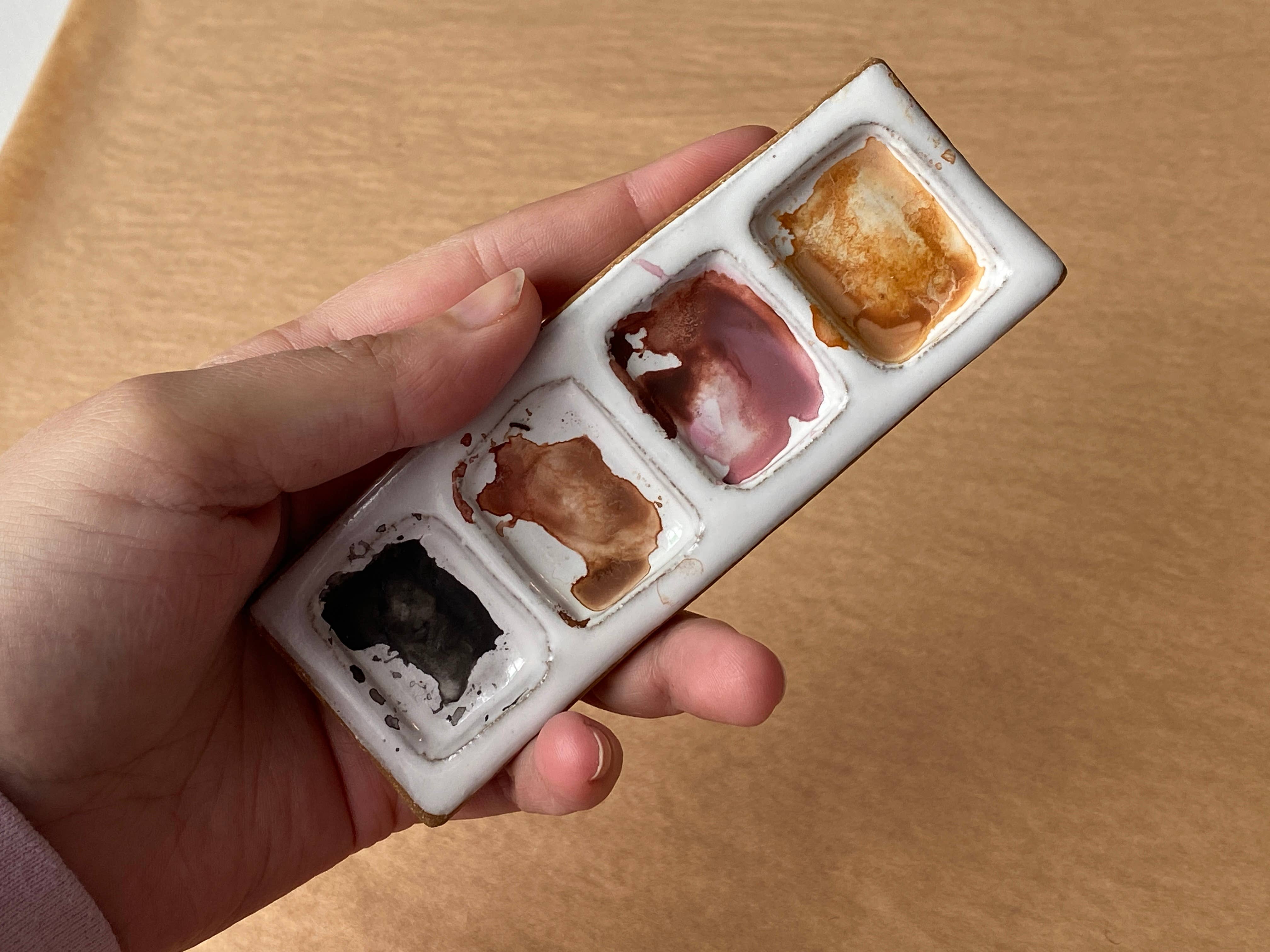 Busy Hands Studio - Wholesale Palette/Mixing Tray - Ceramic Artist 4-Pan Paint Palette - Handmade Travel Palette4