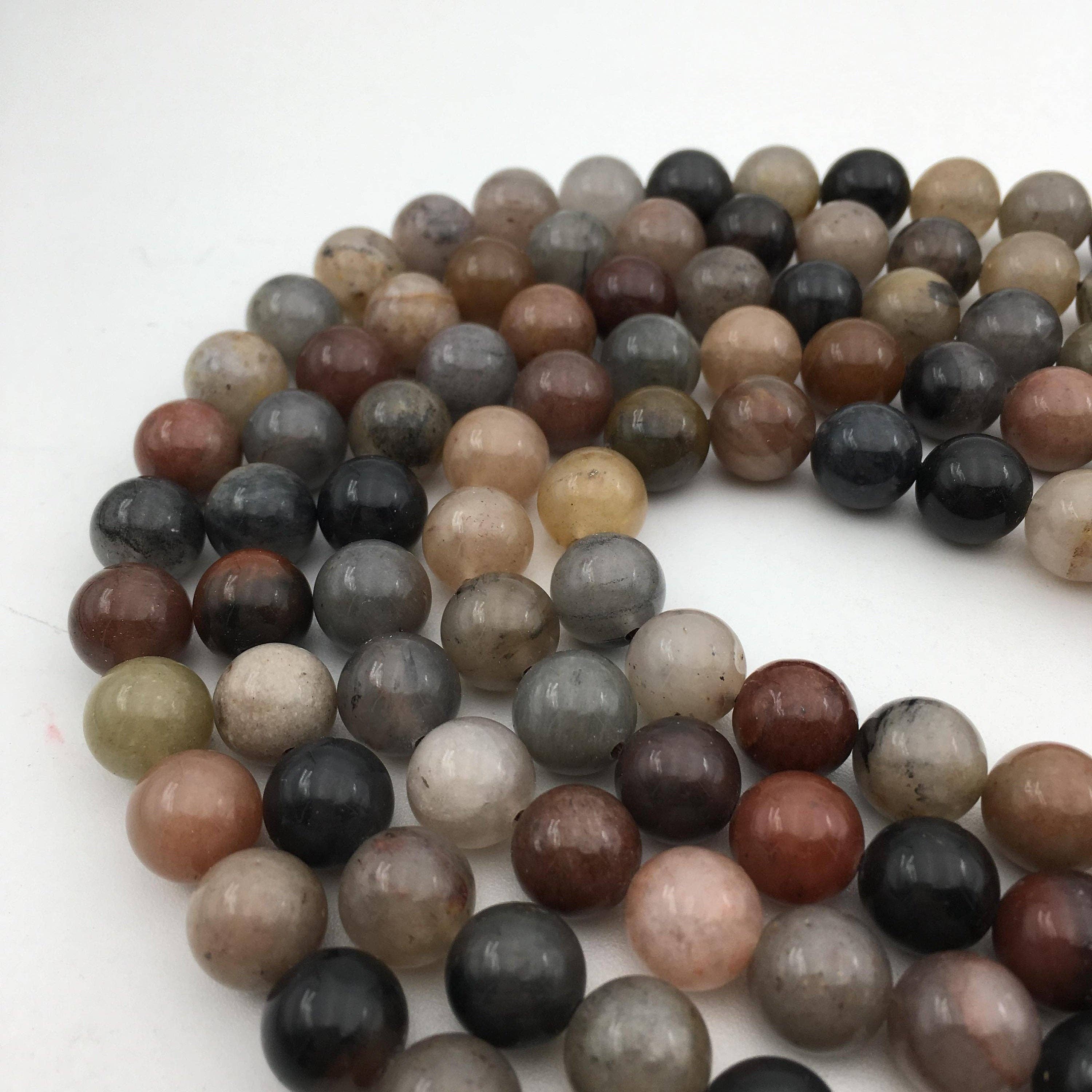 CRCBEADS - Wholesale Beads - Multi-Color Quartz Smooth Round Beads 8mm 10mm 15.5" Strand0