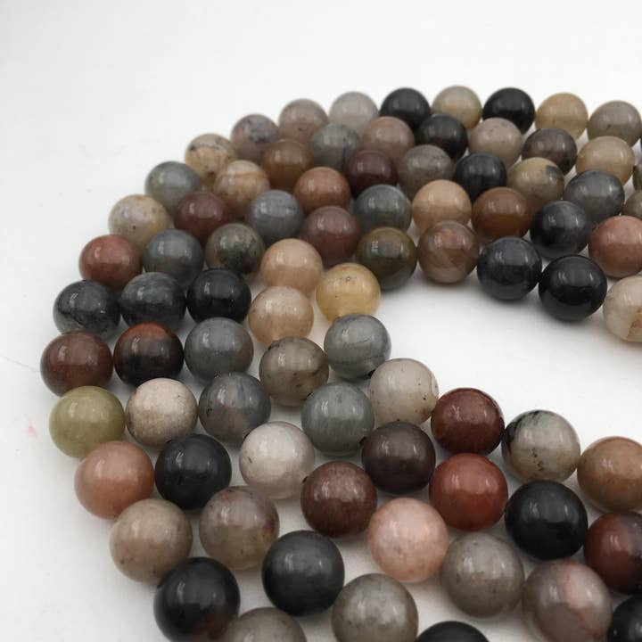 CRCBEADS - Wholesale Beads - Multi-Color Quartz Smooth Round Beads 8mm 10mm 15.5" Strand