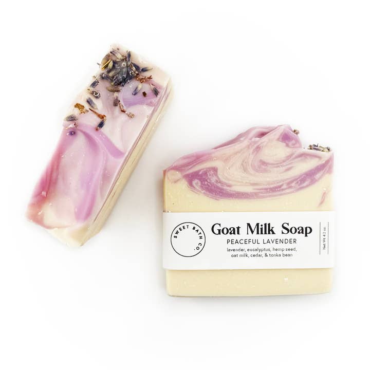 Peaceful Lavender Goat Milk Artisan Soap for wholesale by Sweet Bath Co