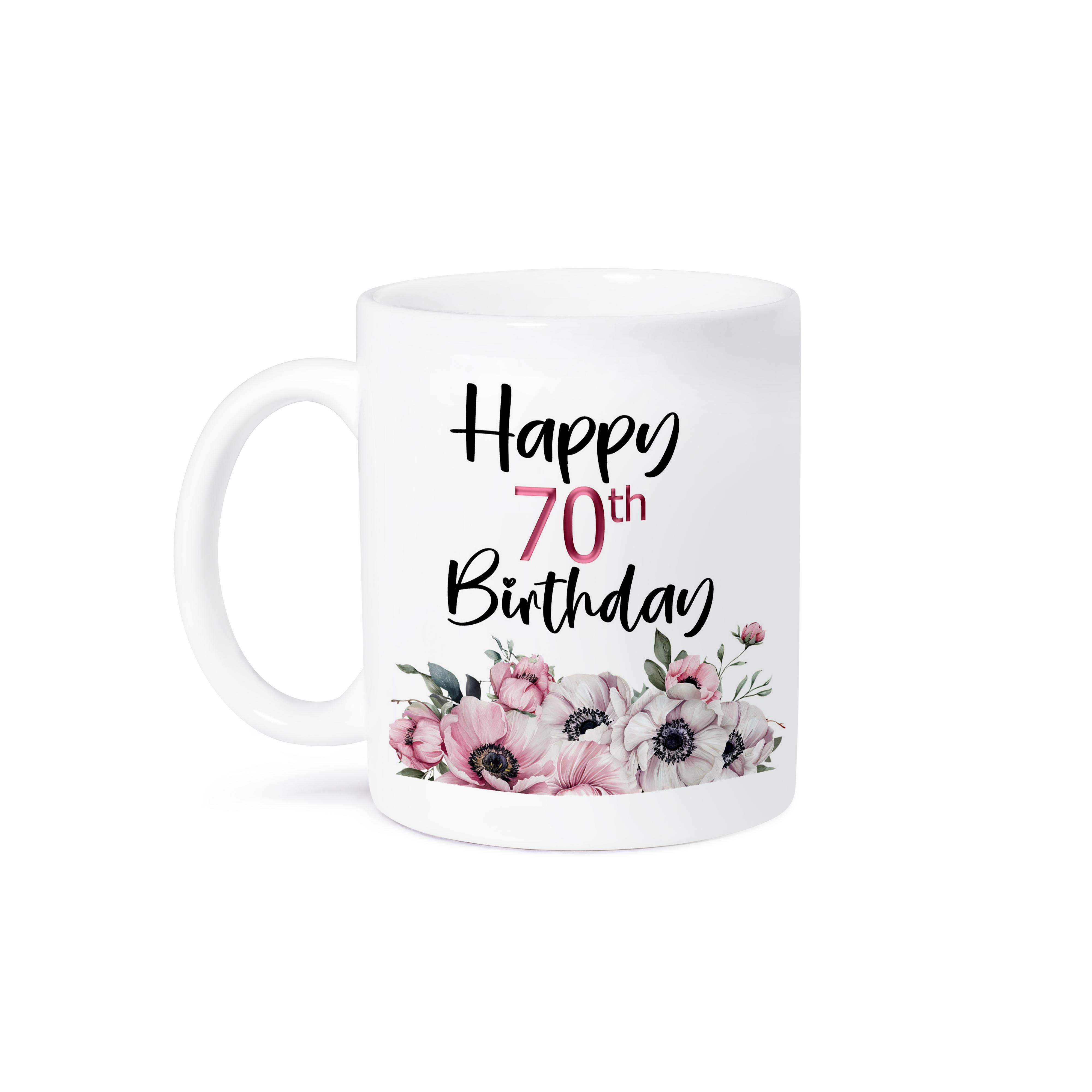 3dRose - Wholesale Coffee Mug - 3dRose, Pink and White Anemone Flowers Happy 70th Birthday, Mug8