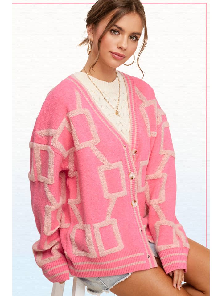 La Miel - Wholesale Cardigan - Women's - HCC2177-Loose Fit Drop Shoulder Cozy Knit Cardigan4