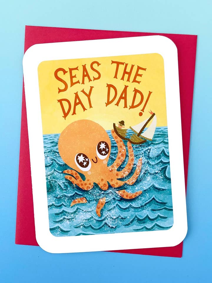 Saisis le Jour Kraken Carte Drôle pour la Fête des Pères pour la vente par My Zoetrope