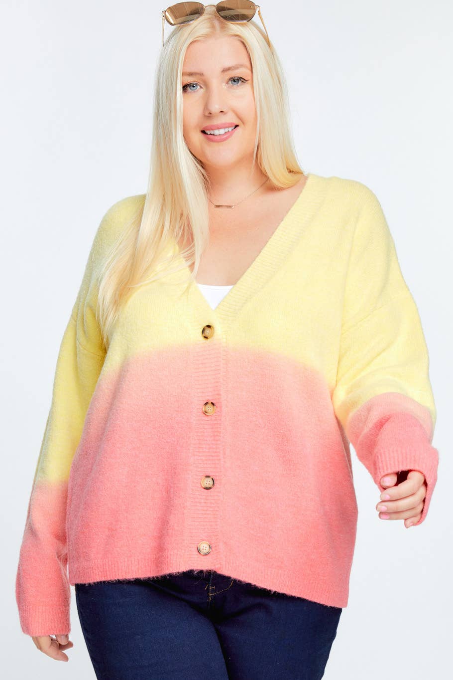 Davi & Dani - Wholesale Cardigan - Women's - OVERSIZE BUTTON DOWN CROPPED DYED SWEATER CARDIGAN10