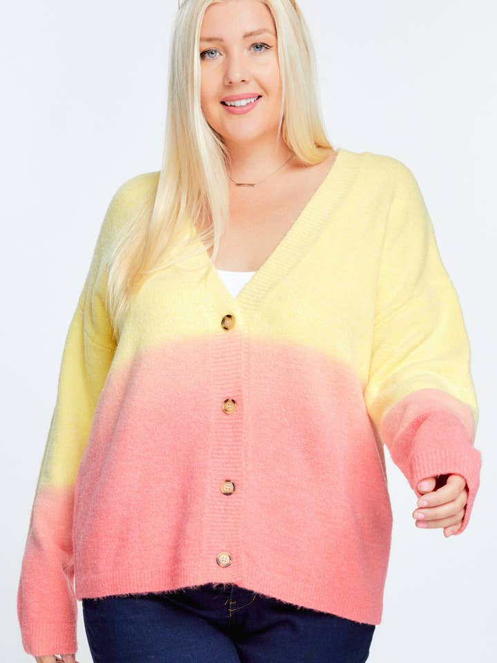 Davi & Dani - Wholesale Cardigan - Women's - OVERSIZE BUTTON DOWN CROPPED DYED SWEATER CARDIGAN10
