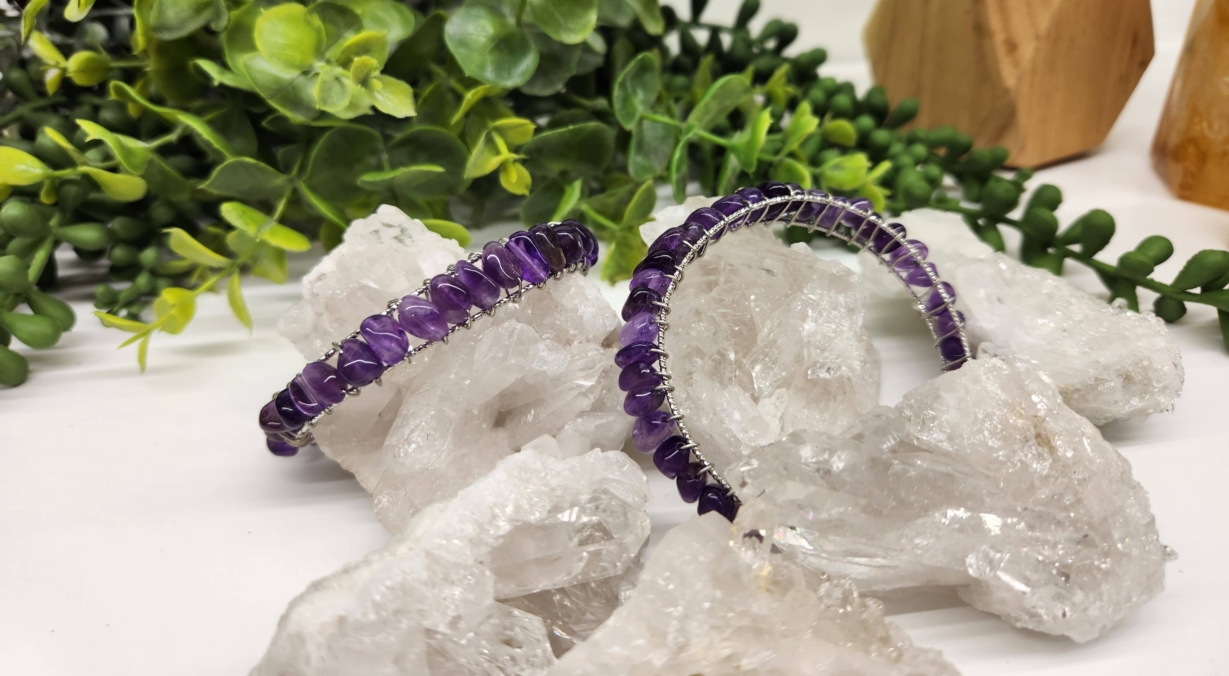 Meraki Gemstones – Pulseira de punho por atacado – Pulseira Ametista/Punho/Fio Envolvido - 18kt.Overlay Gold2