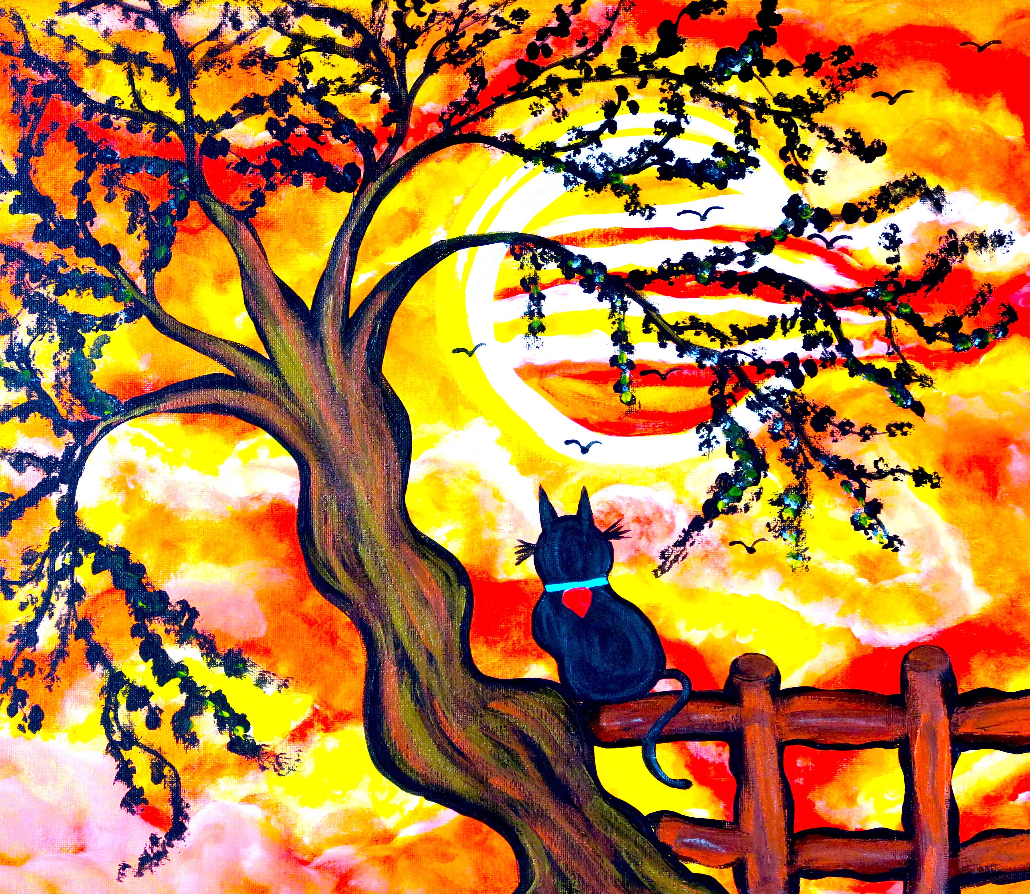 Sublime Paintings by Gina N.J. - Venta al por mayor Pintura/dibujo - «Puesta de sol con amor» - Arte en miniatura/imán1