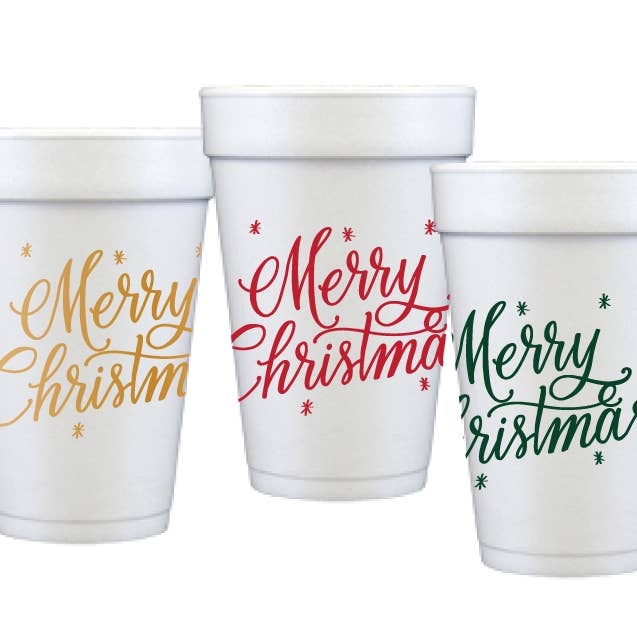 Natalie Chang - Wholesale Disposable Tableware Pack - Merry Christmas (calligraphy) Christmas Cups & Napkins (ALL)2