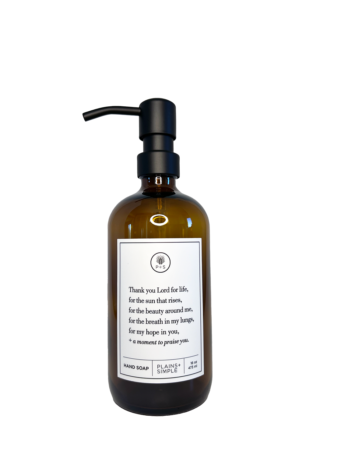 Plains + Simple - Wholesale Soap Dispenser - Thank You Lord Amber Glass Reusable Soap/Lotion Dispenser18