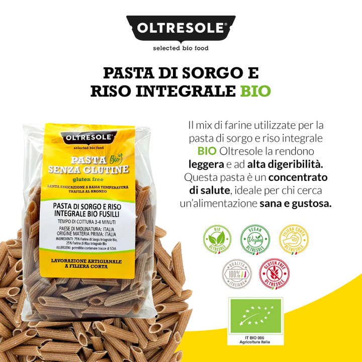 Oltresole - Vendita all'ingrosso Pasta - PASTA DI SORGO E RISO BIO PENNE 350 g5
