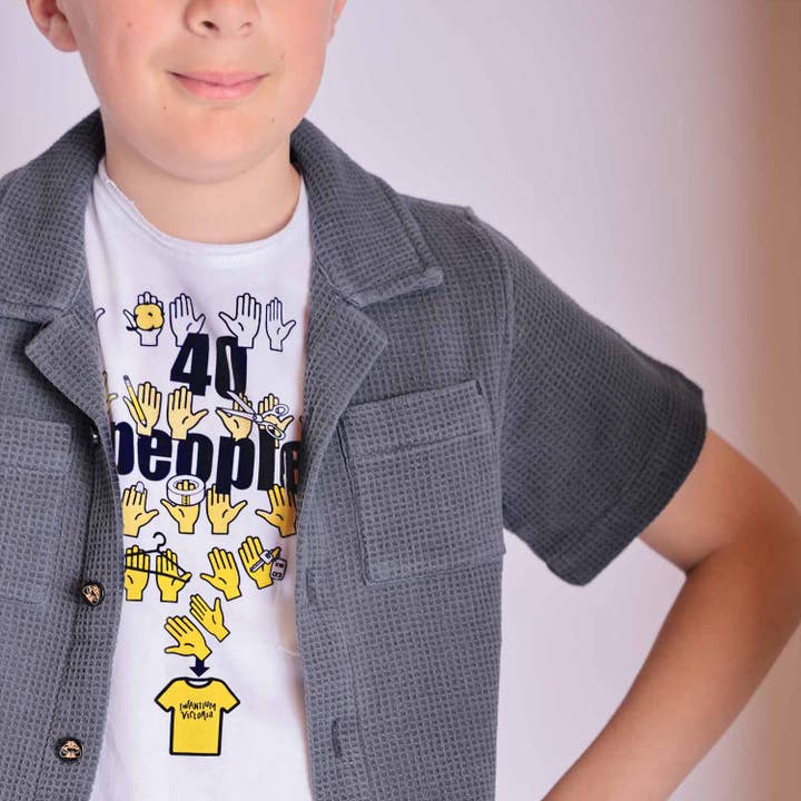 Infantium Victoria - Wholesale Button Down Shirt - Kids - Grey Boys and Girls Button Up Shirt3