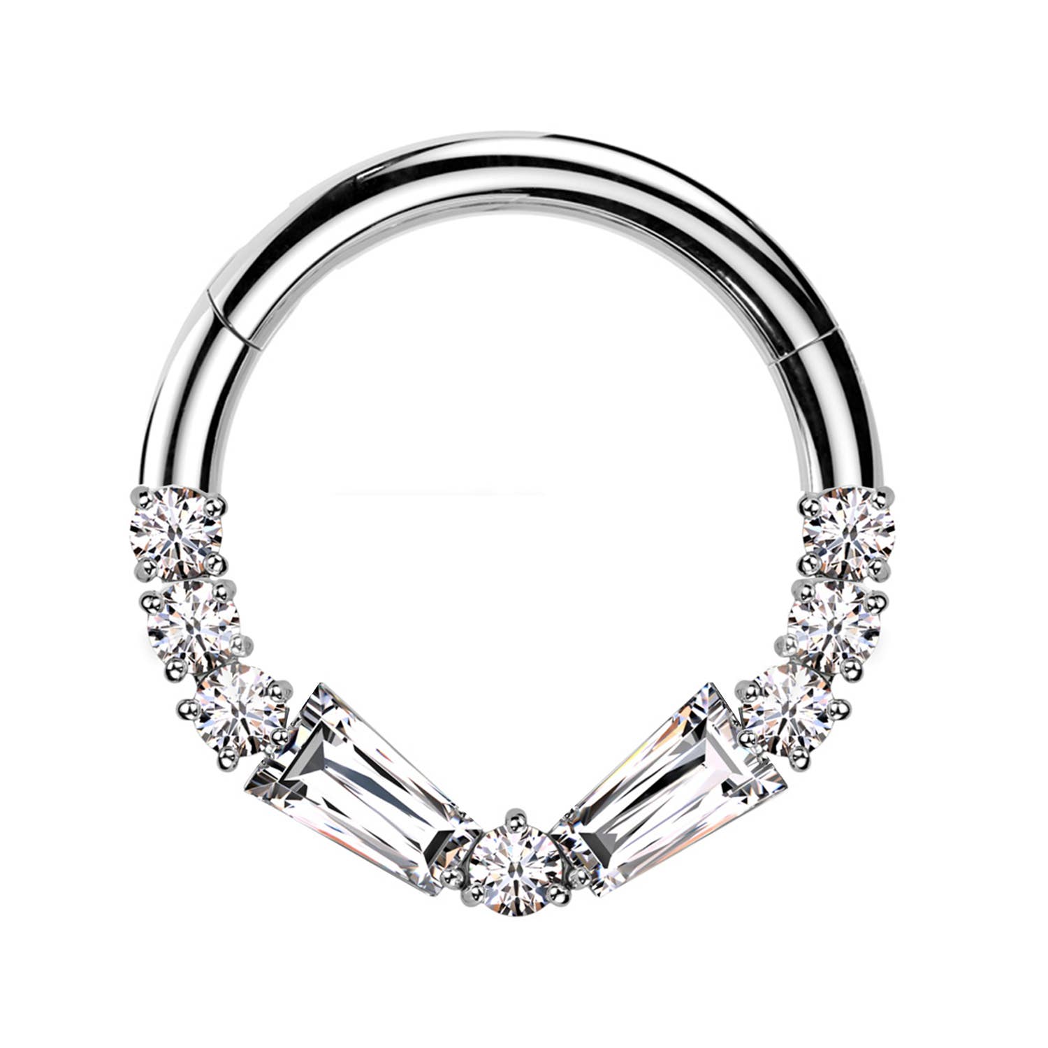 Awaken - Wholesale Single Earring - Circle Clicker Piercing with Crystals PY-1550