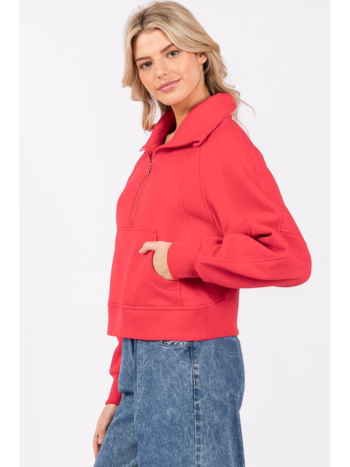 Sewn and Seen - Wholesale Sweatshirt - Women's - HALF ZIP FUNNEL NECK SWEATSHIRT5