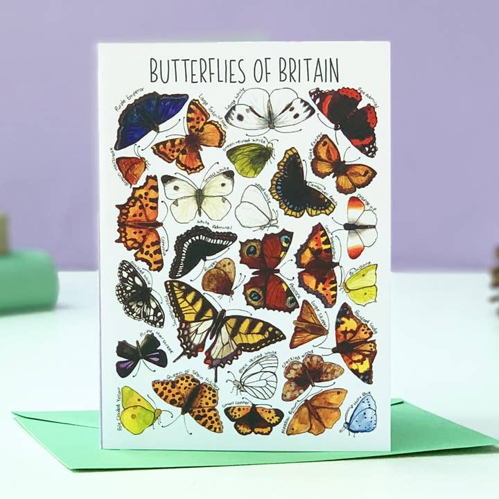 Butterflies of Britain Art Blank Greeting Card for wholesale by Alexia Claire Ltd