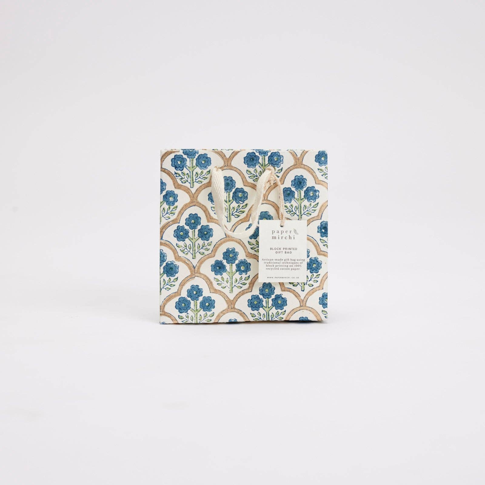 Paper Mirchi - Wholesale Gift Bag - Hand Block Printed Gift Bags (Small) - Indigo5