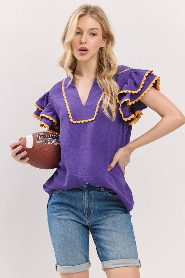 Sewn and Seen – Großhandel Bluse – Damen – Oberteil mit Rüschenärmeln und Muschelsaum22