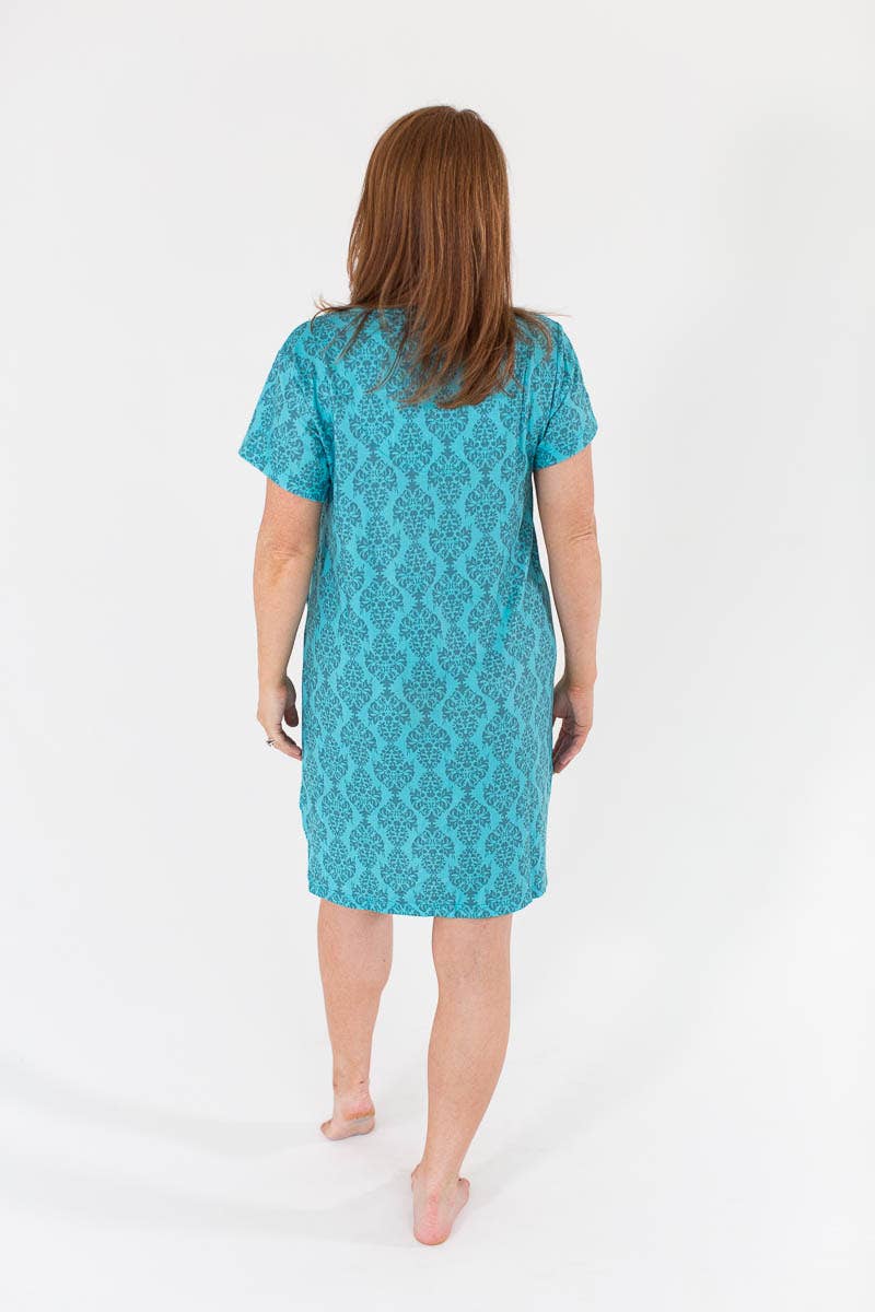 Aegean Apparel - Wholesale Robe - Women's - Damask Print Hacci Zip Robe1