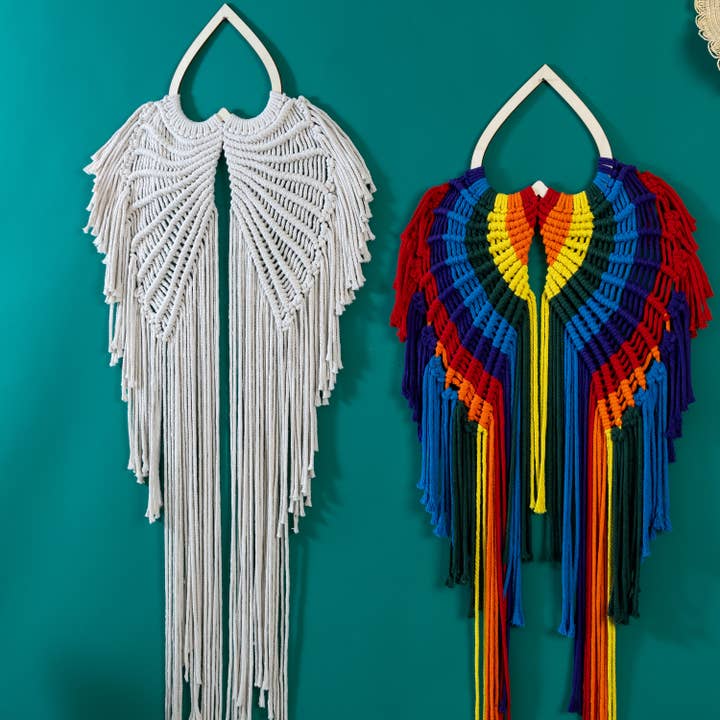 Sparkle Being – wholesale Tapestry/textile – Rainbow Angel Wings - Macrame Wall Hanging Tapestry