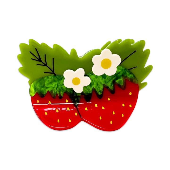 Jenny Lemons - Wholesale Hair Clip - Women's - Large Strawberries and Flowers Hair Claw Clip