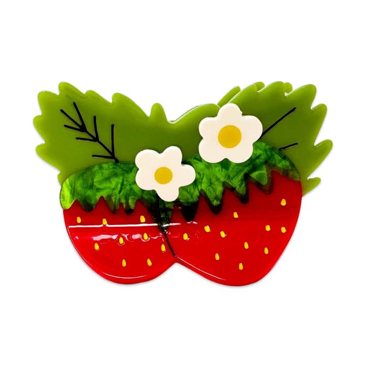 Jenny Lemons - Wholesale Hair Clip - Women's - Large Strawberries and Flowers Hair Claw Clip0