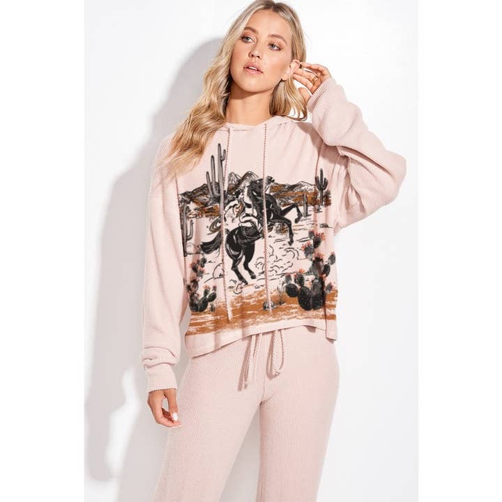 Phil Love - Wholesale Lounge Set - Women's - Aztec print rib Hoodie loungewear set p