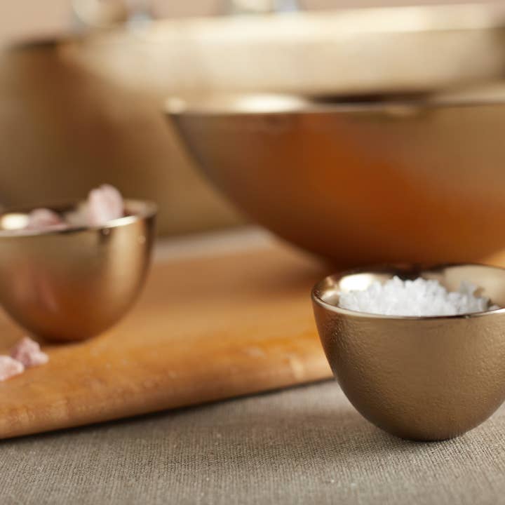 The Collective – wholesale Condiment/dip bowl – Stinson Antique Brass Pinch Bowls - Set of 2