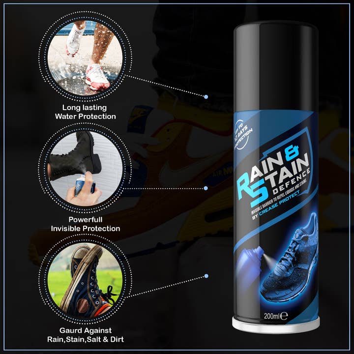 Crease Protect - Venta al por mayor Betunes de calzado - Spray repelente de líquidos y manchas Rain & Stain Defence – 200 ml5